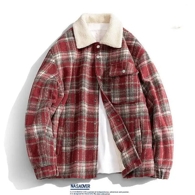 Men's Casual American Retro Classic Checkered Shirt Red Velvet - Shop at LoveMi
