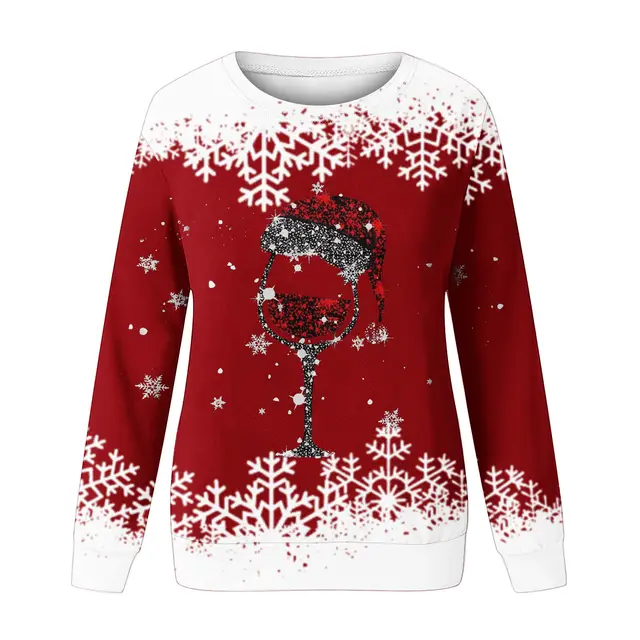 Shoulder Long Sleeve Loose Top Sweater Red - Shop at LoveMi