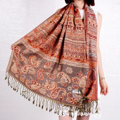 New Cashew Jacquard Air Conditioning Sunscreen Travel Shawl For Women Camel - Shop at LoveMi