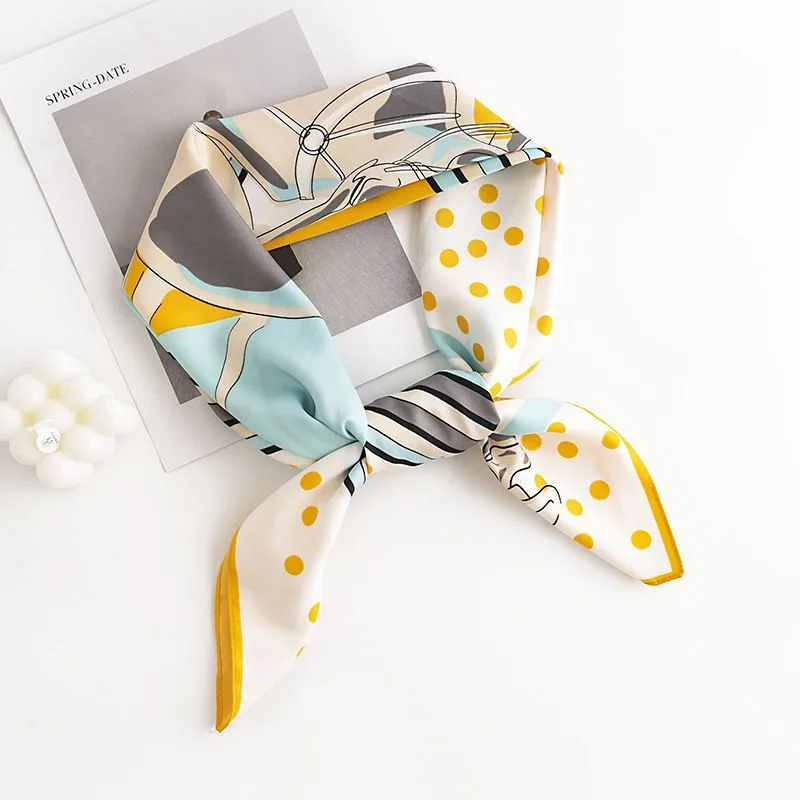 Elegant Silk Scarf Spring Matching Shirt 3 White Polka Dot 5258 - Shop at LoveMi