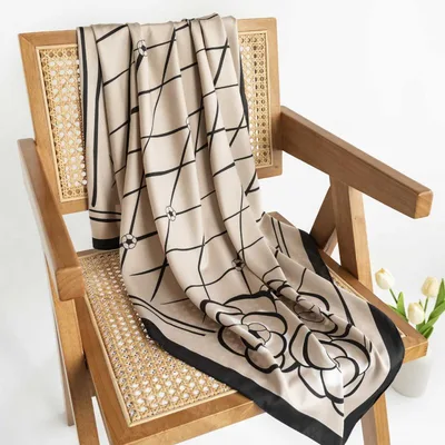 Elegant Silk Scarf Spring Matching Shirt Fh24 5836 1 Light Khaki - Shop at LoveMi