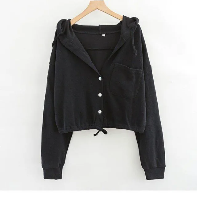 Loose All matching Cardigan High Waist Top Short French Style Black - Shop at LoveMi