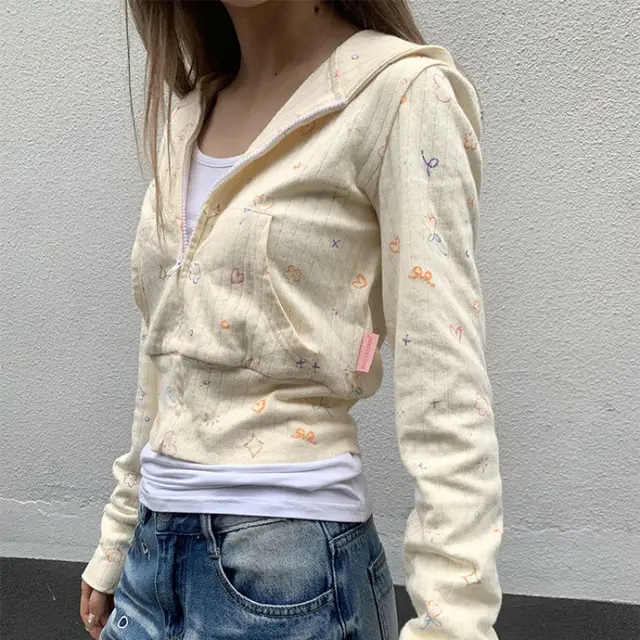 Cute Cardigan Hoodie Women's Slimming Milk Apricot - Shop at LoveMi