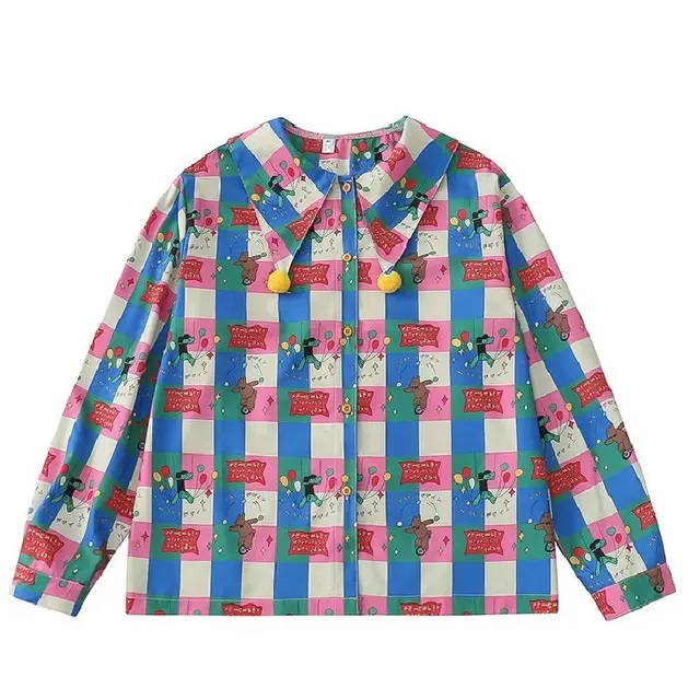 Clever Odd Girl Circus Print Shirt Long Sleeve - Shop at LoveMi