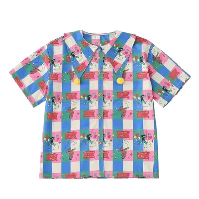 Clever Odd Girl Circus Print Shirt Short Sleeve - Shop at LoveMi