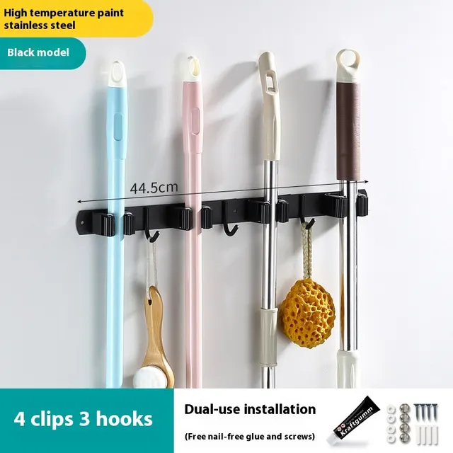 Mop Hook Punch free Stainless Steel Clip Sticky Hook Paint4 Clips3 - Shop at LoveMi