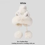 Winter Cute Cartoon Sequins Cat Ears Fleece-lined Thickened Warm Beanie - White