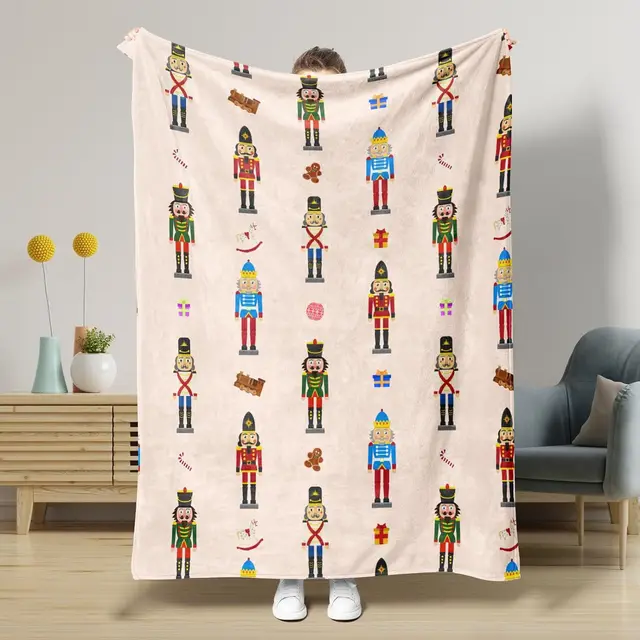 Nutcracker Pattern Blanket Boy Girl Christmas Gift Four Seasons Universal Suitable For Bed Sofa Decoration Style 2 - Shop at LoveMi
