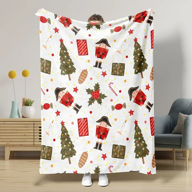 Nutcracker Pattern Blanket Boy Girl Christmas Gift Four Seasons Universal Suitable For Bed Sofa Decoration Style 4 - Shop at LoveMi