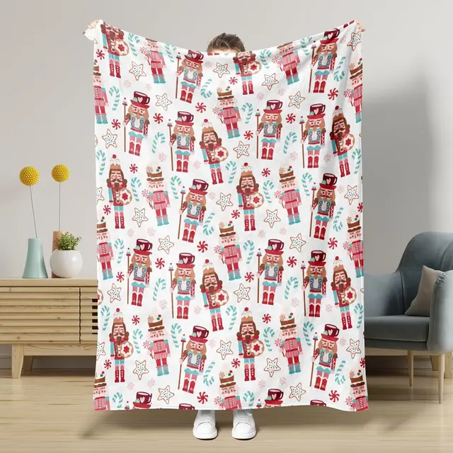 Nutcracker Pattern Blanket Boy Girl Christmas Gift Four Seasons Universal Suitable For Bed Sofa Decoration Style 5 - Shop at LoveMi