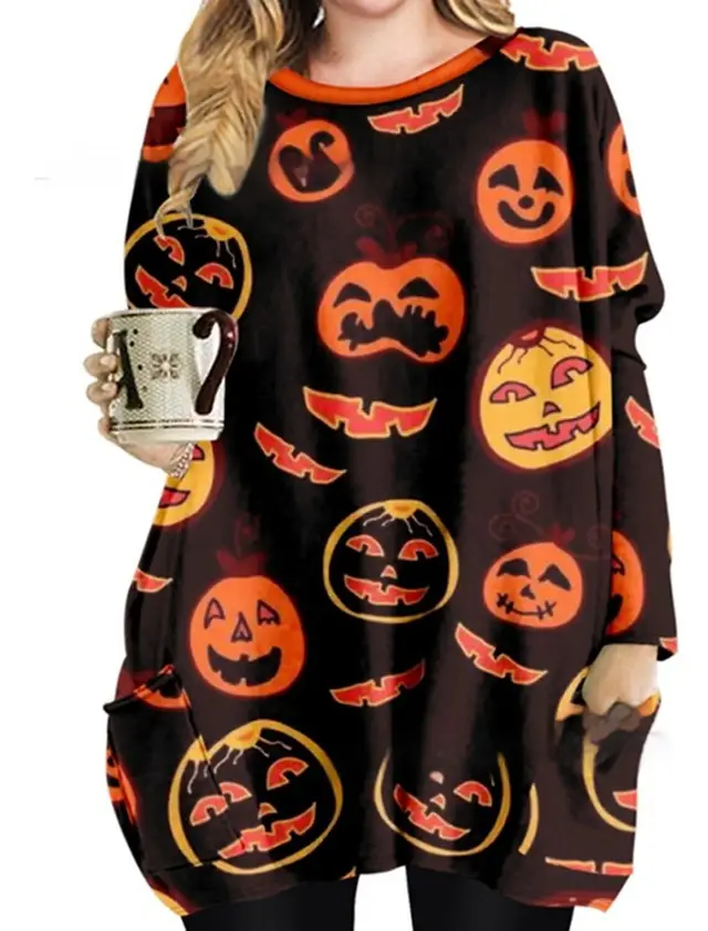Women's Round Neck Mid length Long sleeved T shirt With Pockets Jyq4723105 - Shop at LoveMi