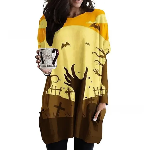 Women's Round Neck Mid length Long sleeved T shirt With Pockets Jyq4723116 - Shop at LoveMi