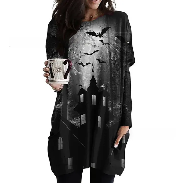 Women's Round Neck Mid length Long sleeved T shirt With Pockets Jyq4723119 - Shop at LoveMi