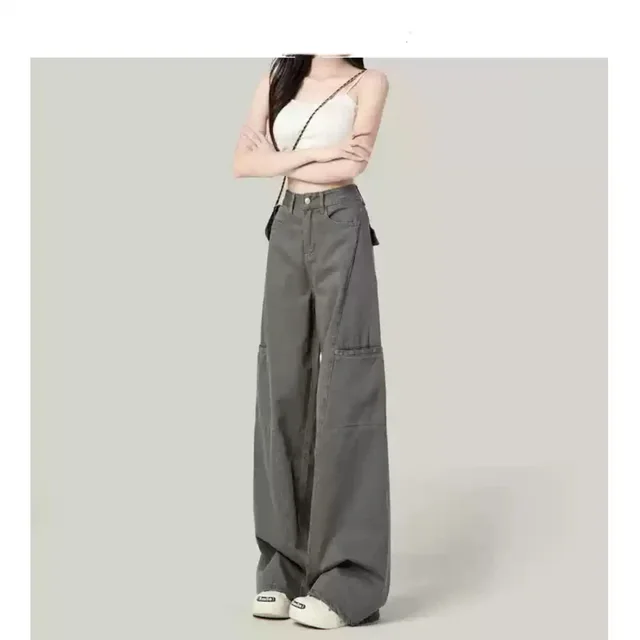 Cement Gray American Wide Leg Work Pants Gray Elongated - Shop at LoveMi