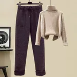 Apricot Sweater Black Pants