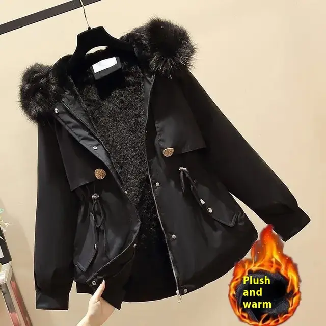 Women's Sweater Down Cotton Jacket Casual Pants Set Black Coat - Shop at LoveMi