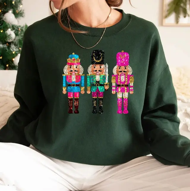 Women's Christmas Sweet Sequins All match Long sleeved Sweater Dark Green - Shop at LoveMi