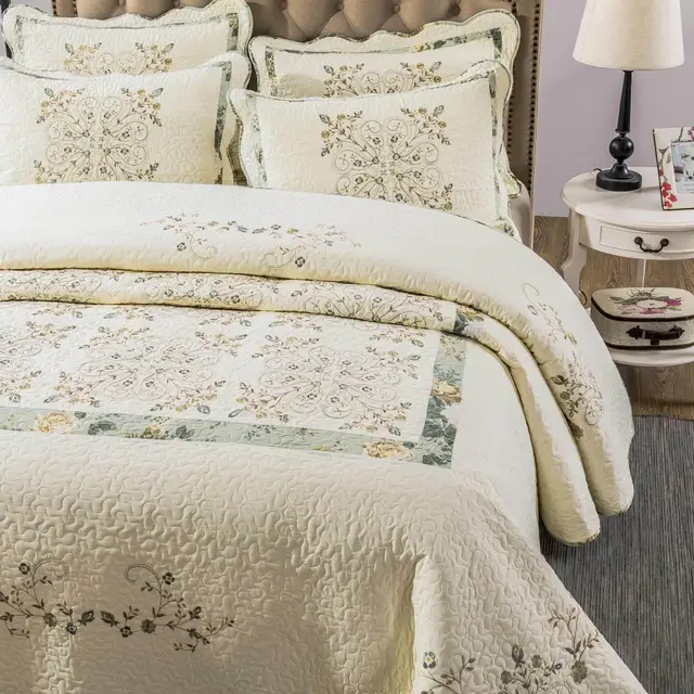 European Embroidery Non slip All Cotton Pure Cotton Bedspread Suit Bedspread - Shop at LoveMi