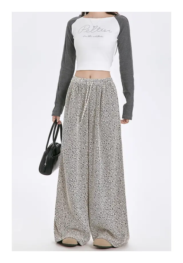 Striped Straight Casual Winter Loose Drooping Wide leg Pants - Shop at LoveMi