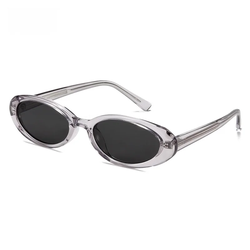 Small Frame Cat Eye Sun Glasses UV Protection Board New - Grey Frame Black And Grey Lens