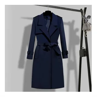 Elegant Clothing Fashion Spring And Autumn Coat - Navy Blue With Lining