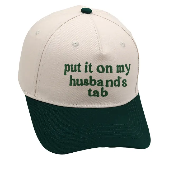 Put It On My Husbands Tab Trucker Embroidery Color Matching Baseball Cap Dark Green Rice - Shop at LoveMi
