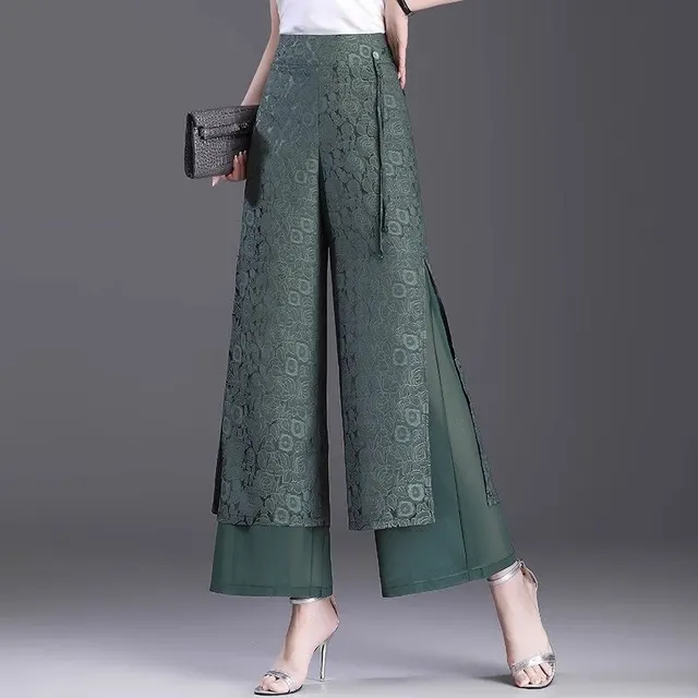 Split Pants Thin High Waist Loose Green - Shop at LoveMi