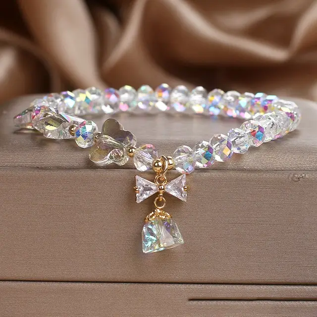 Colorful Crystal Bracelet Simple Mori Style Elegant Champagne - Shop at LoveMi