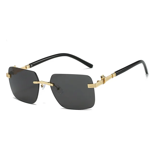 Men's And Women's Same Frameless Trimming Leopard Snake Sunglasses Golden Gray Sheet - Shop at LoveMi