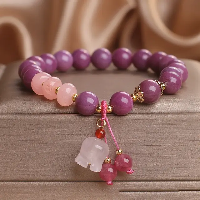 Mauve Jade Crystal Abacus Beads Bracelet Purple - Shop at LoveMi