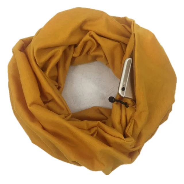 Double Layer Solid Color Pocket Scarf Yellow - Shop at LoveMi
