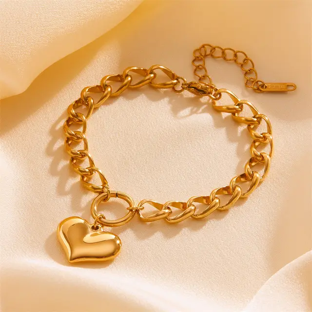 Stainless Steel Fashion Personality Simple Punk Retro Hip hop High Temperament Round Chain Titanium Steel Metal Bracelet Fashion Jewelry Golden N510 - Shop at LoveMi