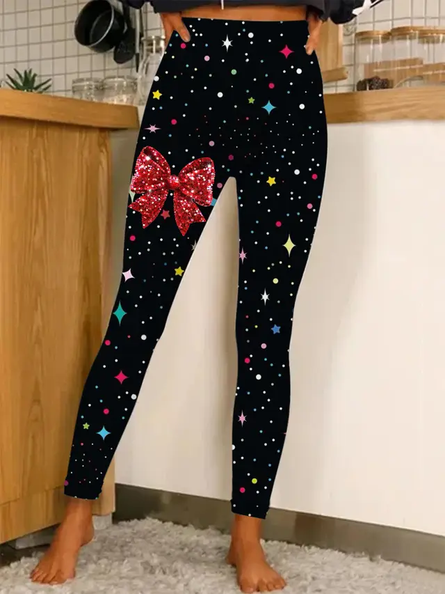 Christmas Printing Fashion Trend Women's Home Outdoor Tight Leggings 04 Pattern - Shop at LoveMi
