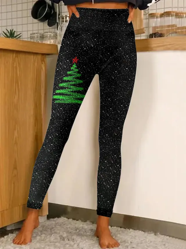 Christmas Printing Fashion Trend Women's Home Outdoor Tight Leggings 06 Pattern - Shop at LoveMi
