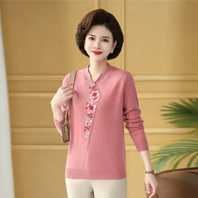 Pure Wool Sweater Jacquard Wool Sweater Pink - Shop at LoveMi