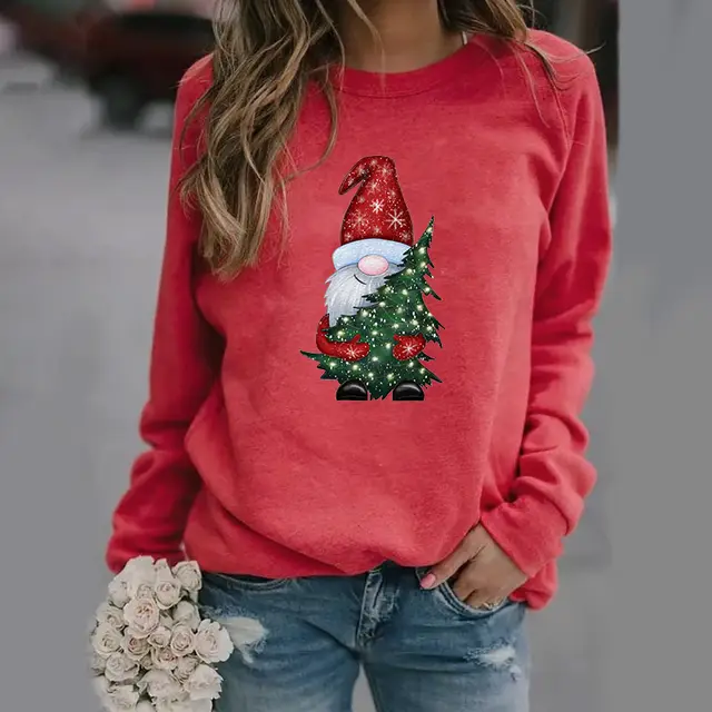 Cute Christmas Hug Graphic Print Crew Neck Pullover Zyqz2946 - Shop at LoveMi