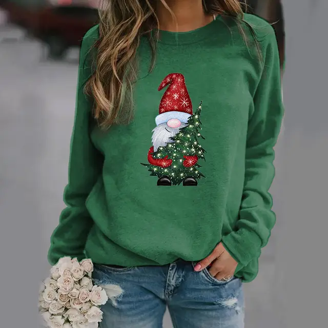 Cute Christmas Hug Graphic Print Crew Neck Pullover Zyqz2950 - Shop at LoveMi