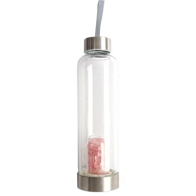 Natural Energy Crystal Gravel Portable Glass Stainless Steel Small Mouth - Shop at LoveMi