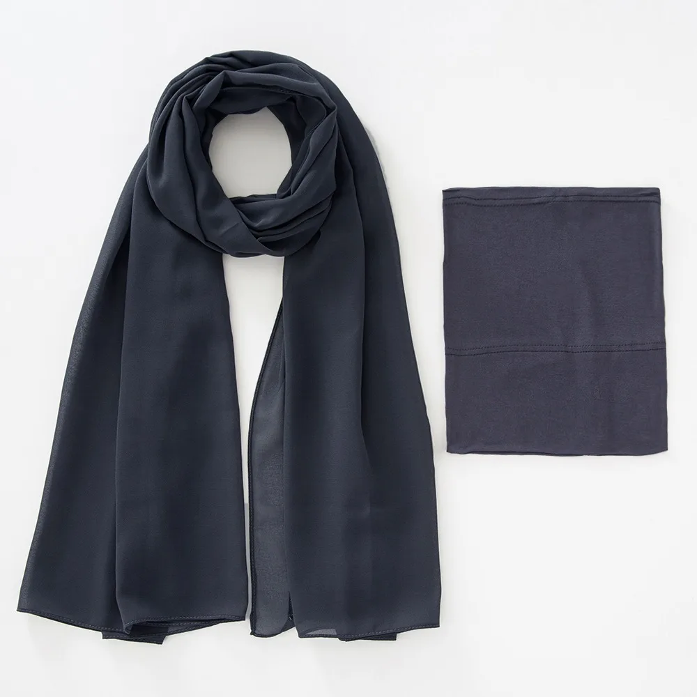 Modal Breathable Elastic Bucket Hat With Pearl Chiffon Scarf Headcloth - Style13