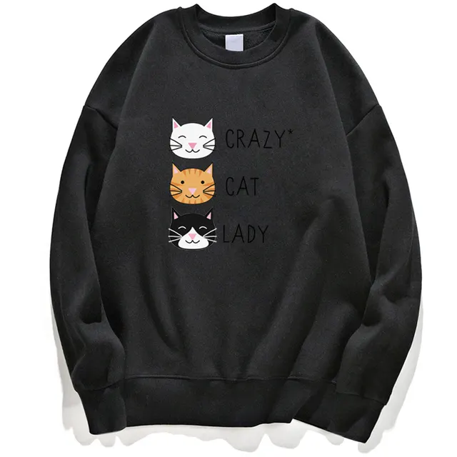 Crazy Cat Women's Funny Cute Sweatshirt Black - Shop at LoveMi