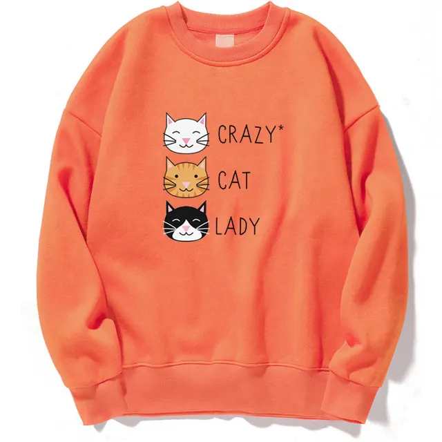 Crazy Cat Women's Funny Cute Sweatshirt Orange - Shop at LoveMi
