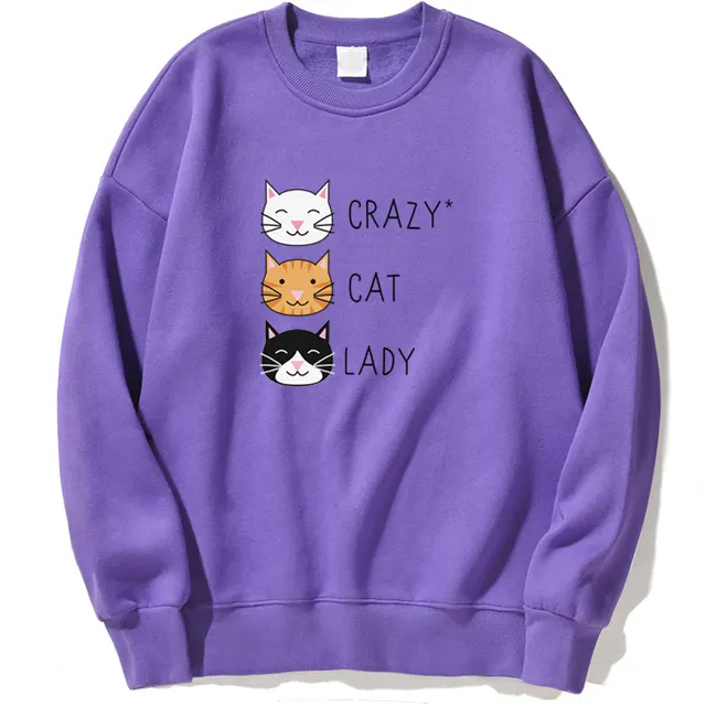 Crazy Cat Women's Funny Cute Sweatshirt Purple - Shop at LoveMi