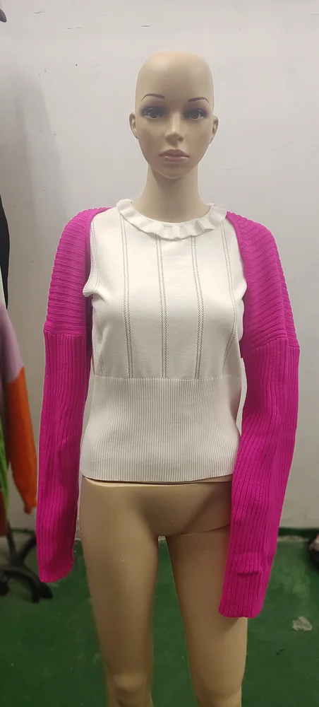 Wool Knitted Sexy Solid Color Ultra Short Long Sleeve Rose - Shop at LoveMi