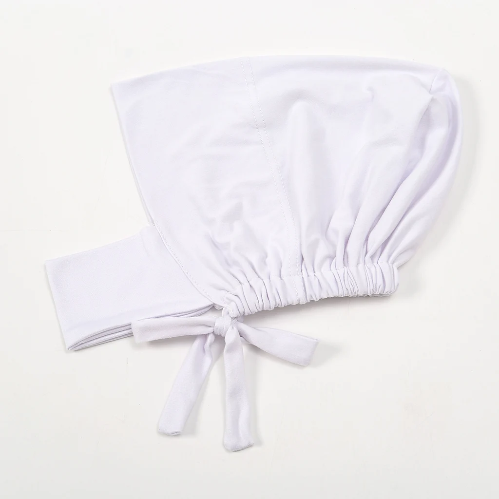 Milk Silk Elastic Sleeve Neck Solid Colour Base Small Hat - 5 White