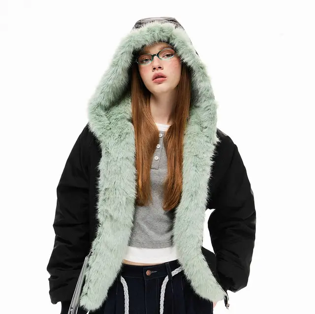 Loose Fleece lined Warm Parka Cotton Jacket Top Coat For Women Black - Shop at LoveMi
