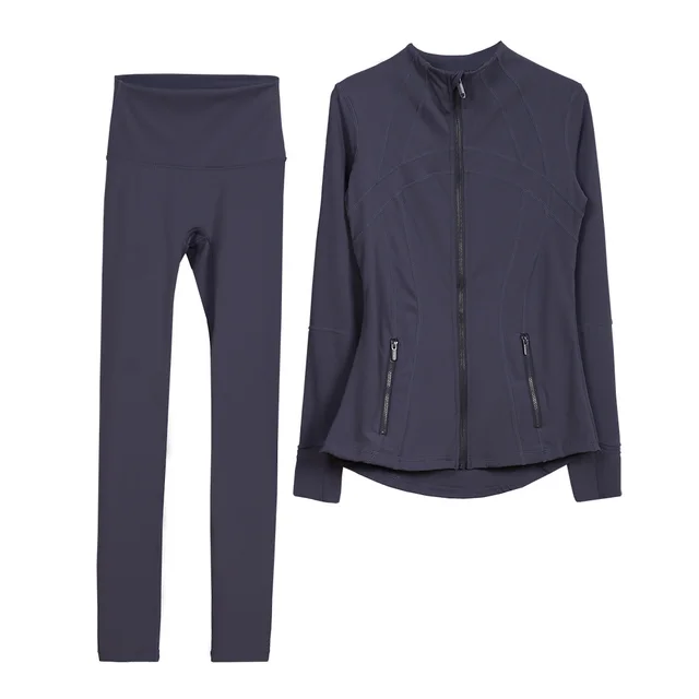 Women's Tight Stand Collar Elastic Quick drying Fitness Exercise Running Yoga Clothes Lavender Jacket Suits - Shop at LoveMi