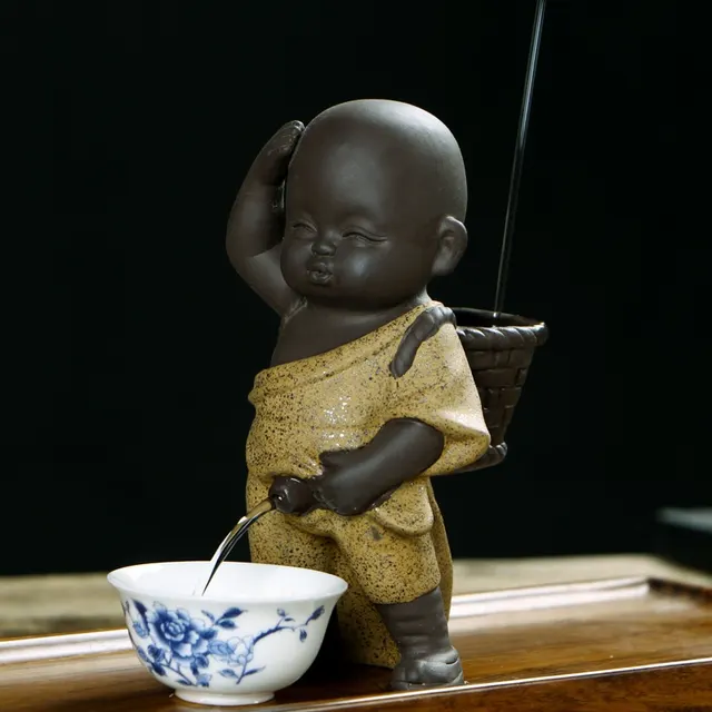 Purplue Sand Tea Pet Pee Little Monk Decoration Tea Set Creative Ceramic Character Crafts - Shop at LoveMi