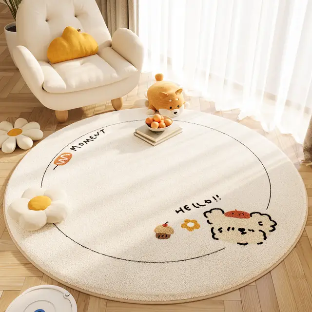 Household Minimalist Printed Circular Cashmere Carpet Cheese Hot Dog Round - Shop at LoveMi