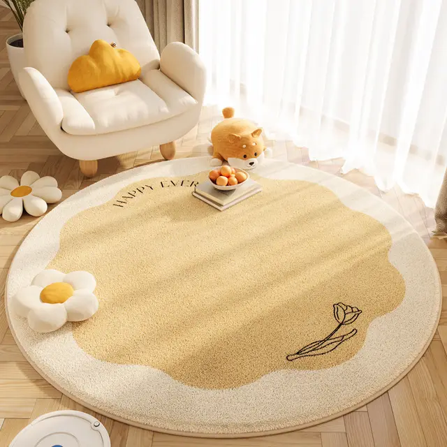 Household Minimalist Printed Circular Cashmere Carpet Milk Huang Jin Xiang Round - Shop at LoveMi