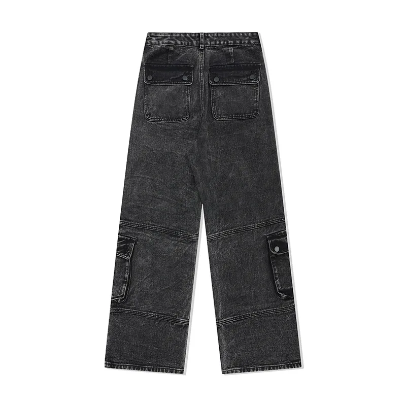 Distressed Heavy Washed Multi pocket Jeans Black - Shop at LoveMi